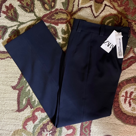 ZARA Size Medium Black Dress Pants Full Length Straight Leg Sewn-Leg-Line NEW - Picture 15 of 16